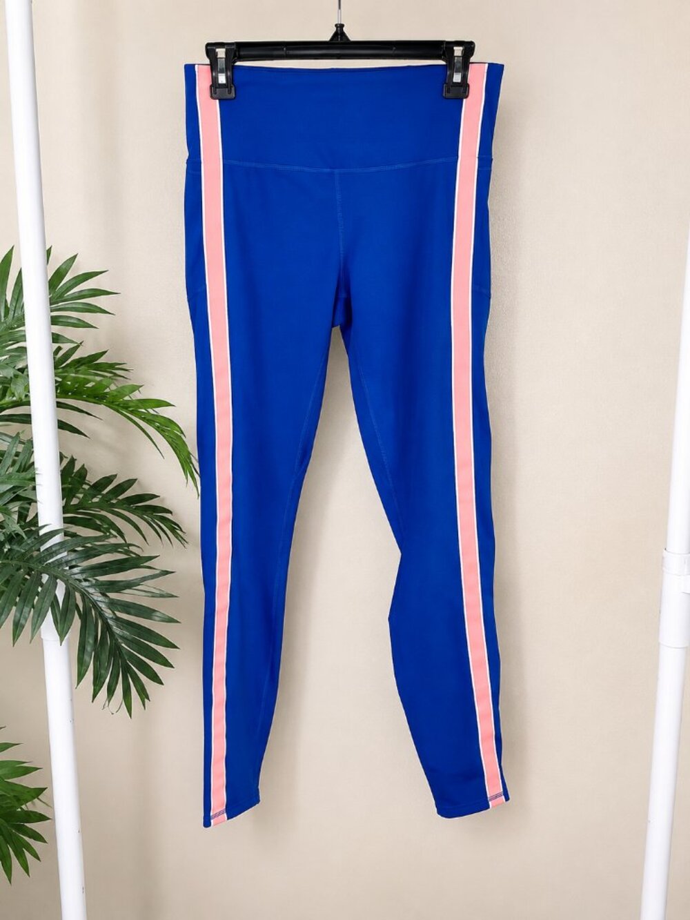 Under Armour Royal Blue Pink Stripe Leggings Women's Large Athletic